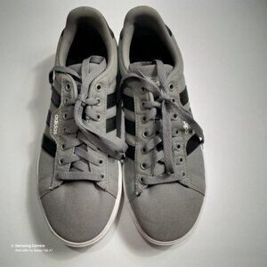 Adidas Men's Grey & Black Lace-up Campus Canvas Sneakers Size 7